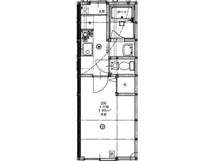 パセオグランデ四街道(1K/2階)の間取り写真