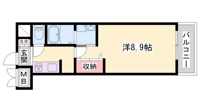 ザ ベース東姫路(1K/5階)の間取り写真