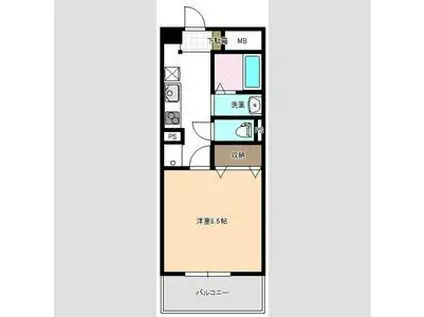 ベイシティ桔梗V(1K/2階)の間取り写真