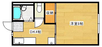 クリーンハウスコーポB棟(1DK/2階)の間取り写真