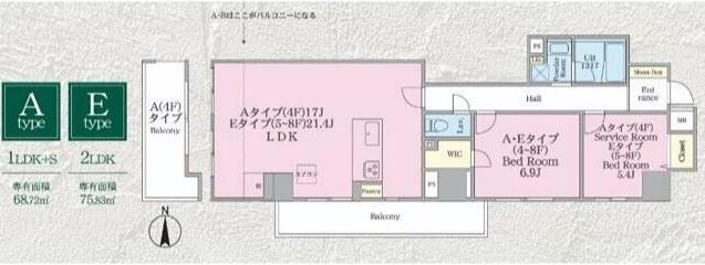 クロスゲート青葉台(2LDK/5階)の間取り写真