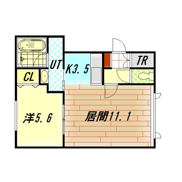 シンフォニー東光(1LDK/1階)の間取り写真