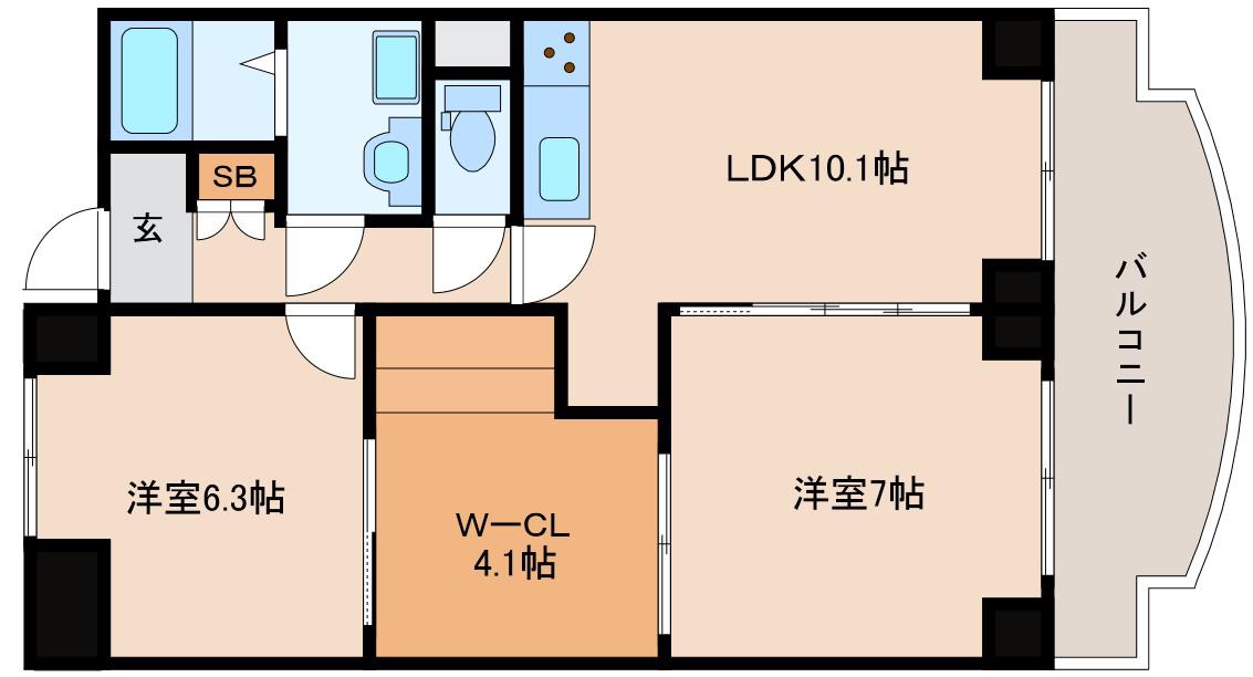PARKHILLS新大阪OASIS(2LDK/3階)の間取り写真