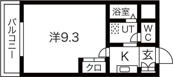 クオリティ21広畑(1K/4階)の間取り写真