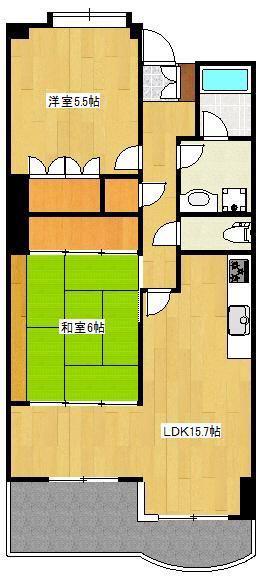 UCレジデンス小沢町(2LDK/5階)の間取り写真