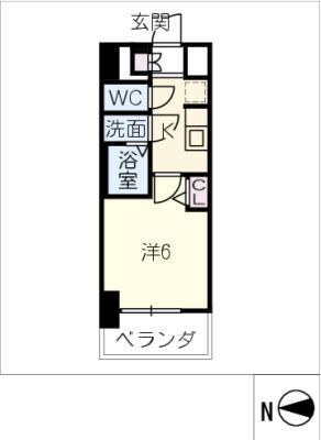 ディアレイシャス名古屋大須通(1K/8階)の間取り写真