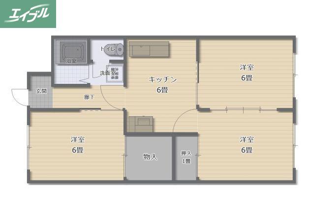 片山マンション(3DK/1階)の間取り写真