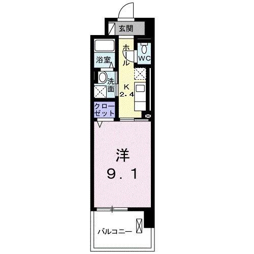 グランジュール 小田原(1K/2階)の間取り写真