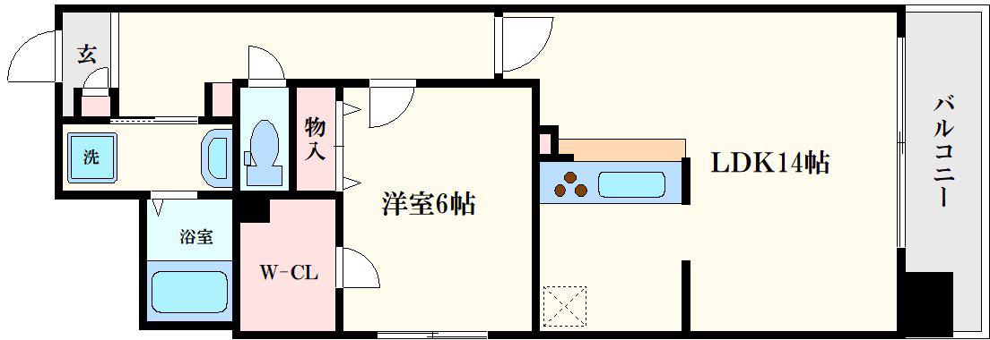 オーシャン松屋町(1LDK/2階)の間取り写真