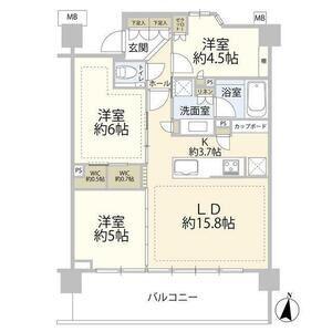 パークシティ高田馬場(3LDK/2階)の間取り写真