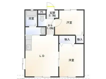 セントセシリアI(2LDK/1階)の間取り写真