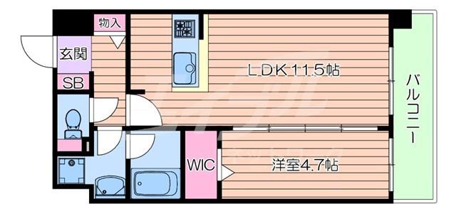 アグレアーブル(1LDK/4階)の間取り写真