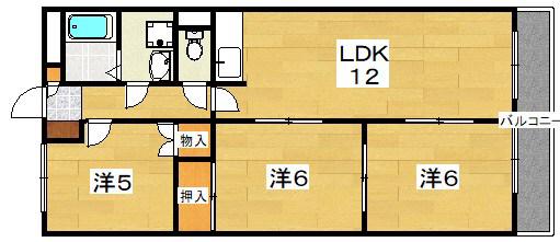 MAYUMIウエストサイド楠葉(3LDK/5階)の間取り写真