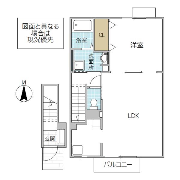 ミルトニアA(1LDK/2階)の間取り写真