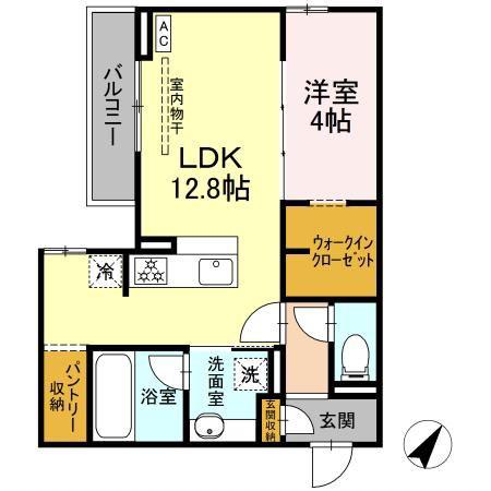 DCREST新川N(1LDK/3階)の間取り写真