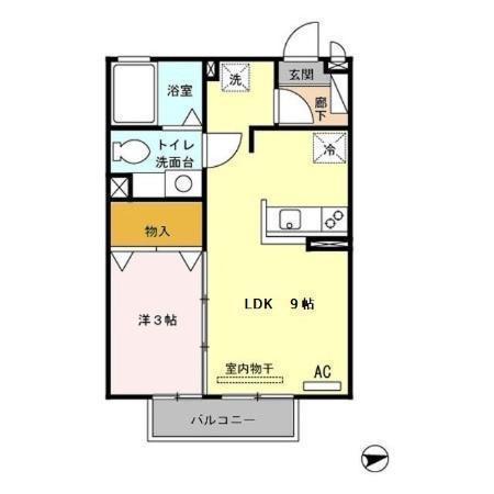 サンハイム原田(1LDK/2階)の間取り写真