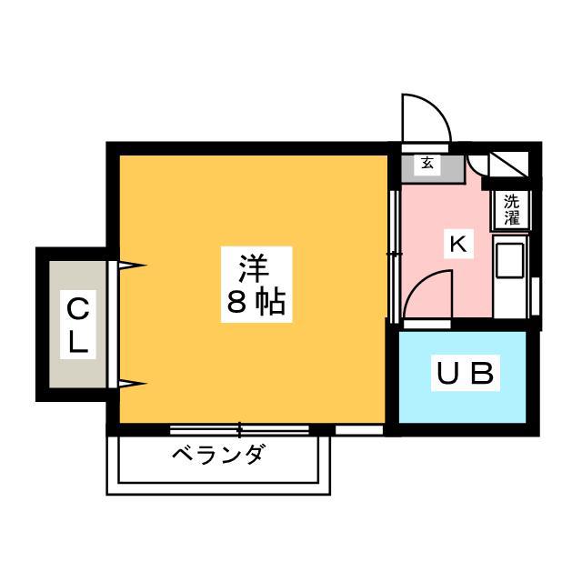 サニーテラス(1K/2階)の間取り写真