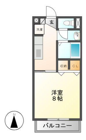 フェルテ K(1K/2階)の間取り写真