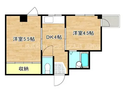 メゾンライブラリー(2DK/3階)の間取り写真