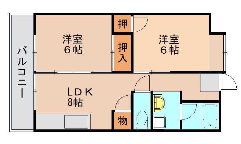 第2岡部ビル(2LDK/7階)の間取り写真