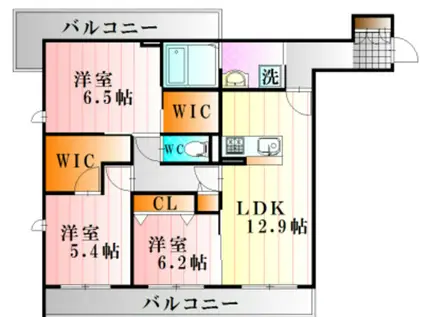 PRATERIA(3LDK/3階)の間取り写真