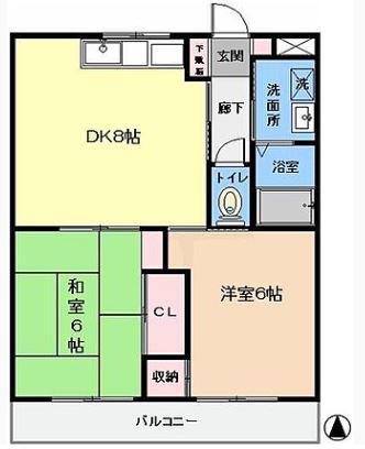 ライフコア中葛西(2DK/3階)の間取り写真
