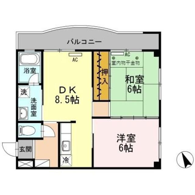 ルネッサ三和町(2DK/2階)の間取り写真