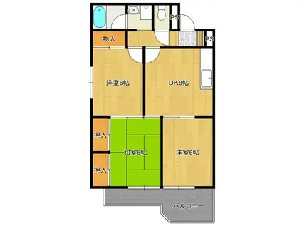 大町アイビーキャッスル(3DK/4階)の間取り写真