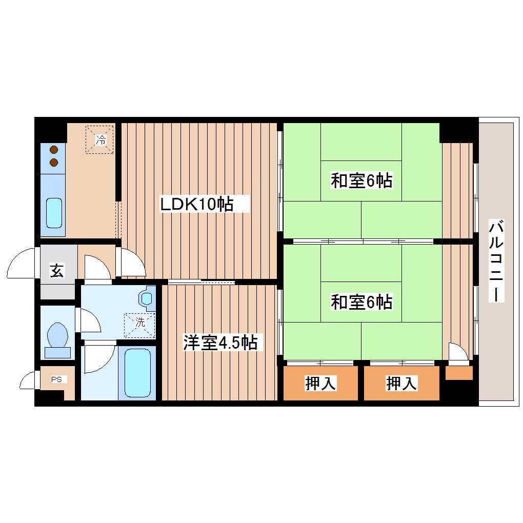 DIO-HORIII号棟(3LDK/3階)の間取り写真