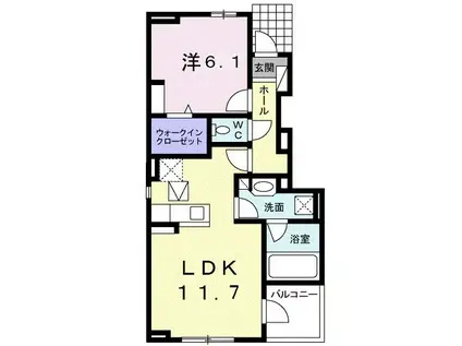 ベルフルール・ウエスト(1LDK/1階)の間取り写真