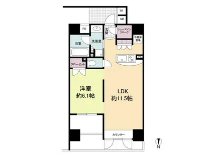 プライムアーバン堺筋本町(1LDK/12階)の間取り写真