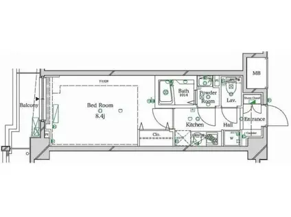 ラフィスタ武蔵関(1K/7階)の間取り写真