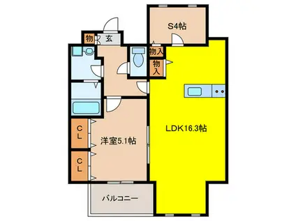 ソラシア宝塚(1SLDK/10階)の間取り写真