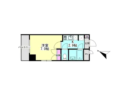 レイクパレス(1K/9階)の間取り写真