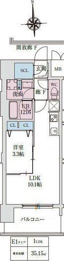 スプランディッド大阪イースト(1LDK/7階)の間取り写真