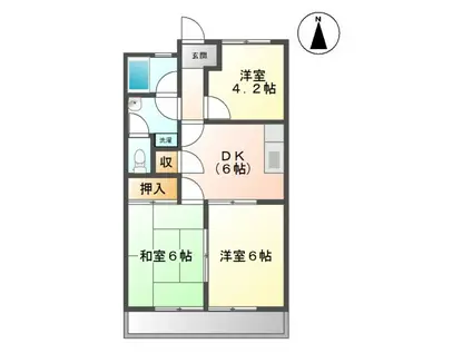 コーポ一会(3DK/2階)の間取り写真