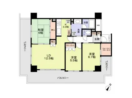 ハイムプラザ北浦和(3LDK/13階)の間取り写真