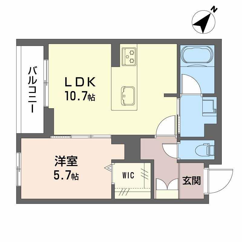 HINASA東鷹匠(1LDK/2階)の間取り写真