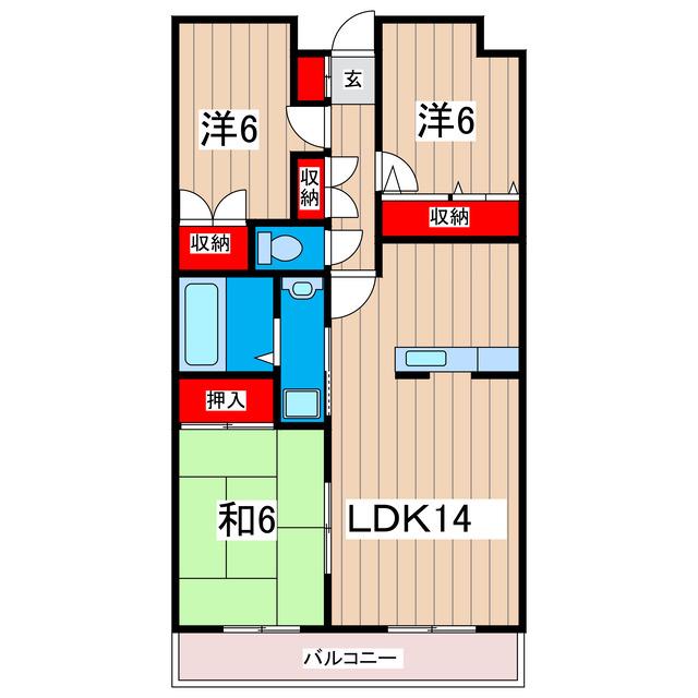 常豊共同ビル(3LDK/2階)の間取り写真