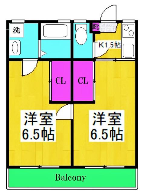 多摩川レジデンス(2K/2階)の間取り写真