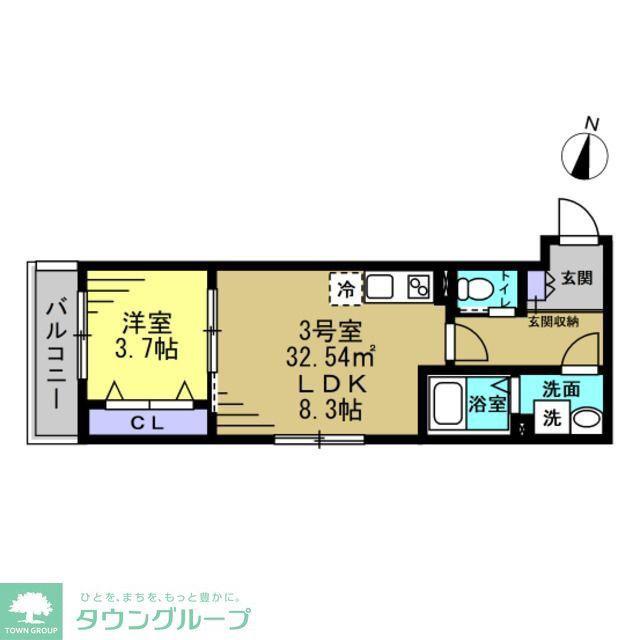 SOLARE本千葉(1LDK/3階)の間取り写真