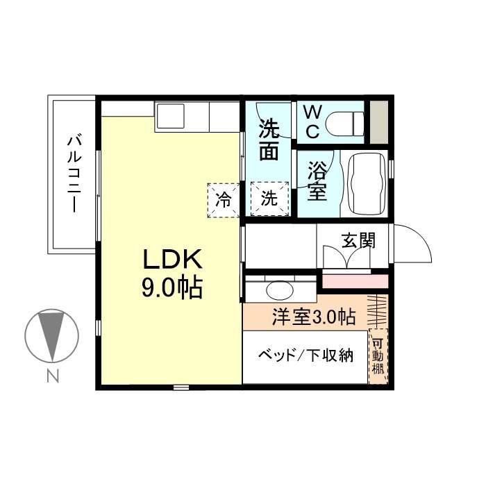 自由空間クラレ(1LDK/2階)の間取り写真