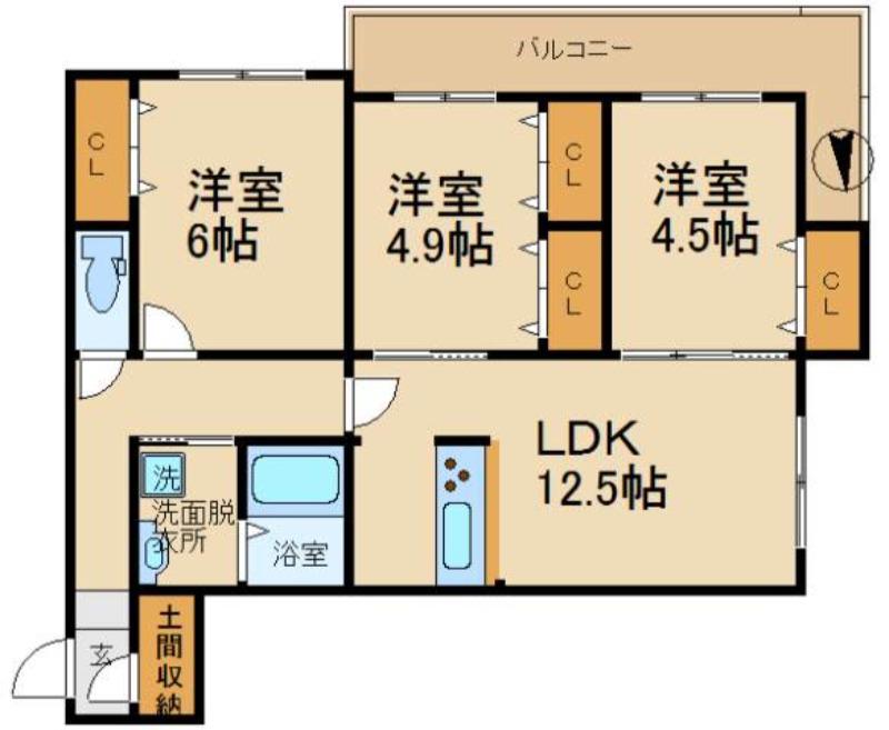 シャーメゾン榎(3LDK/1階)の間取り写真