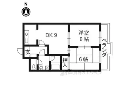 ニューシャトー長岡(2DK/3階)の間取り写真