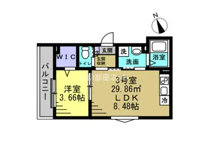 コンフォート薬園台(1LDK/1階)の間取り写真