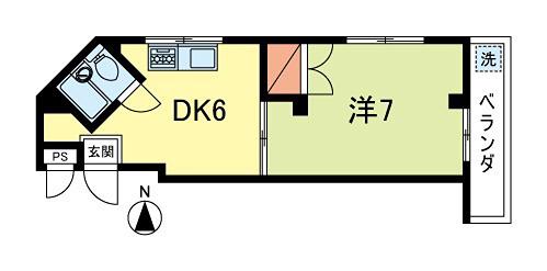 ハイブリッヂ(1DK/3階)の間取り写真