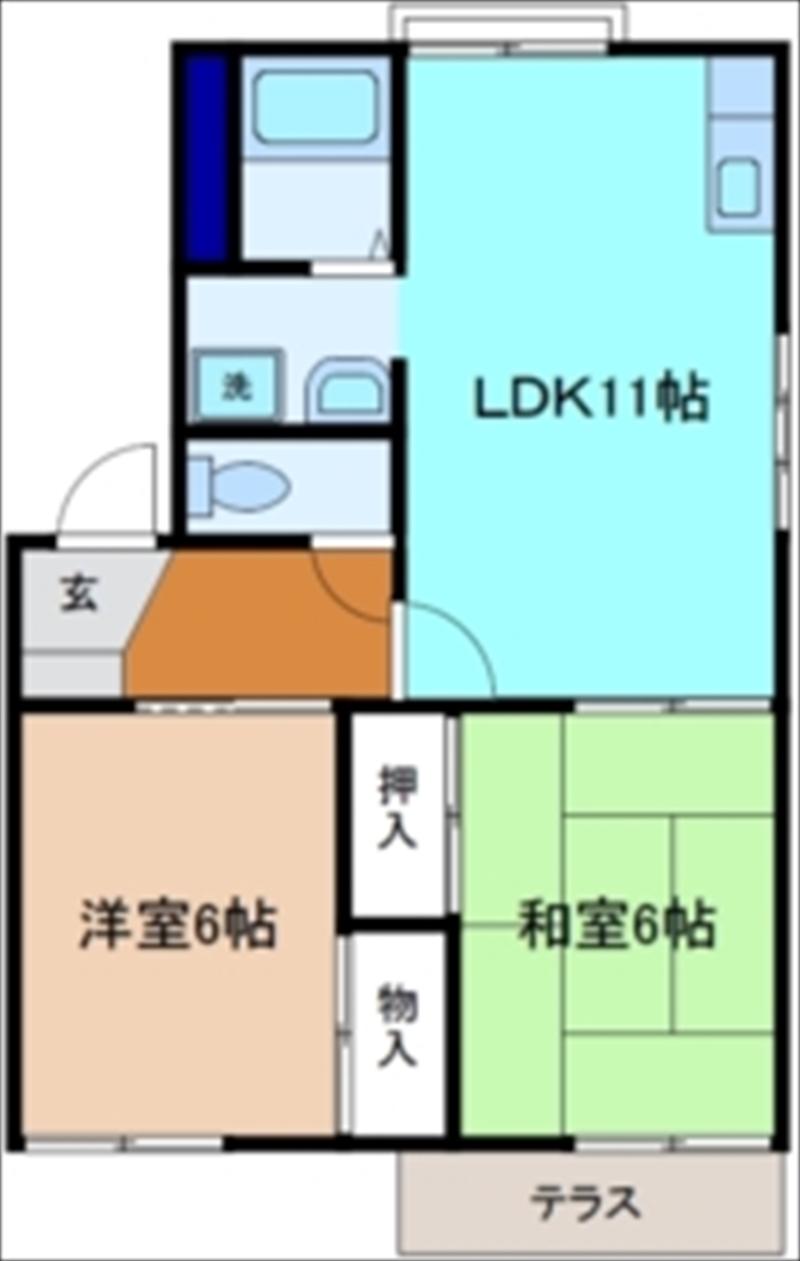 LIBREフレグランスIIIA(2LDK/1階)の間取り写真