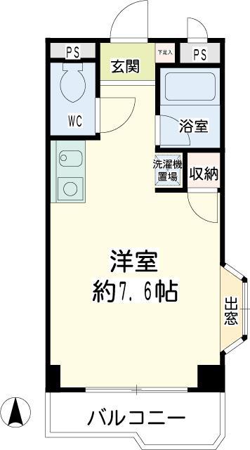 ロアールハイツ(ワンルーム/4階)の間取り写真