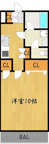 SQUARE COURT(1K/2階)の間取り写真
