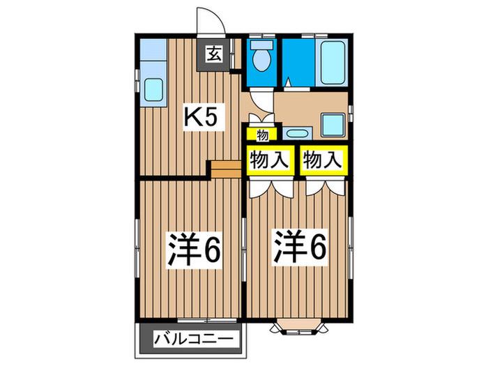 CASA南(2K/2階)の間取り写真